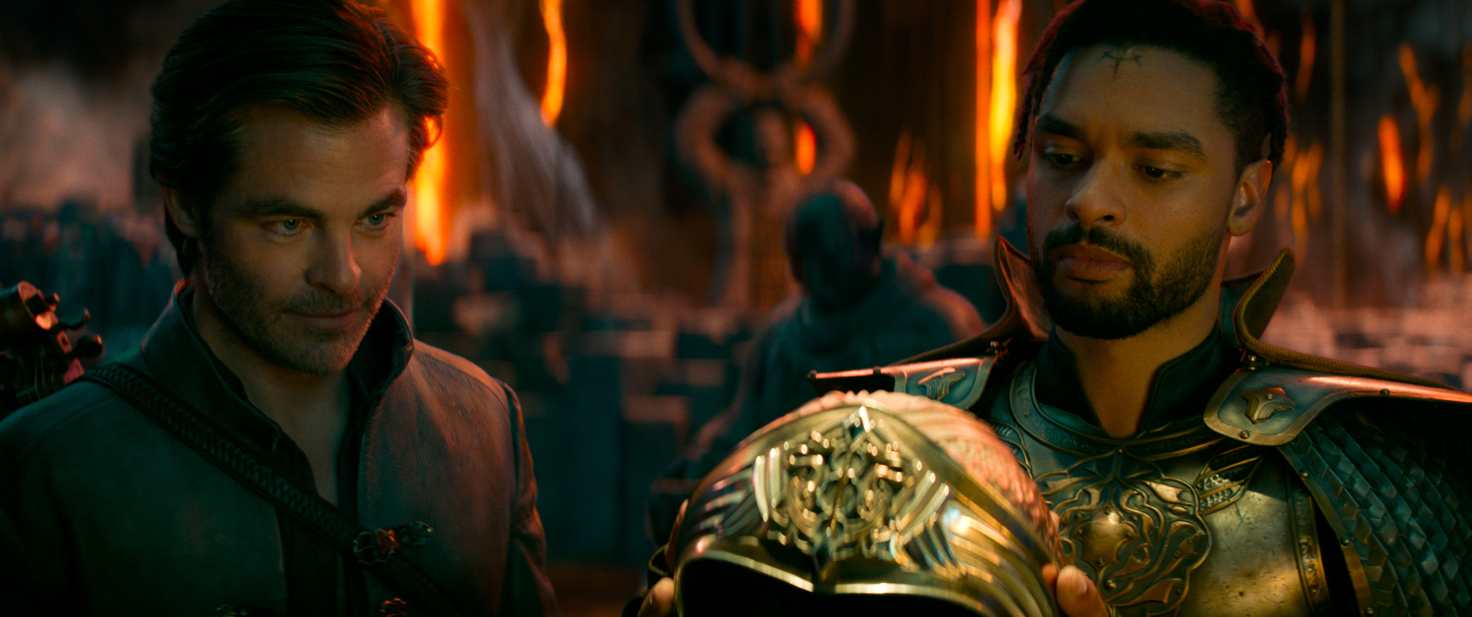 Chris Pine plays Edgin and Regé-Jean Page plays Xenk in Dungeons & Dragons: Honor Among Thieves from Paramount Pictures.